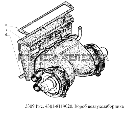 Короб воздухозаборника ГАЗ-3309 (Евро 2)
